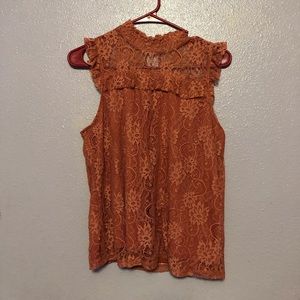 Mock Neck Lace Top